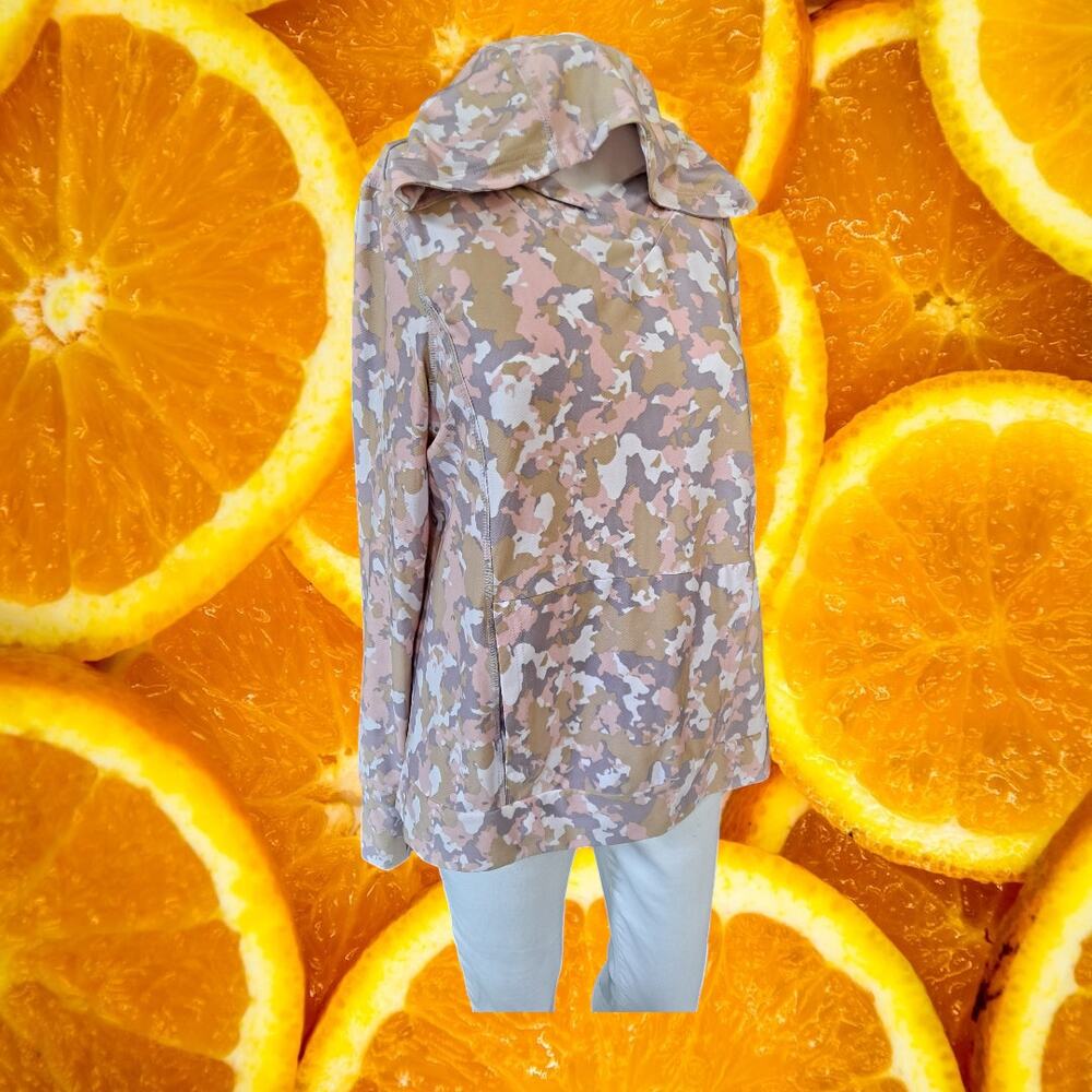 Gerry Pink White Tan Camo V Neck Hoodie Size Medium